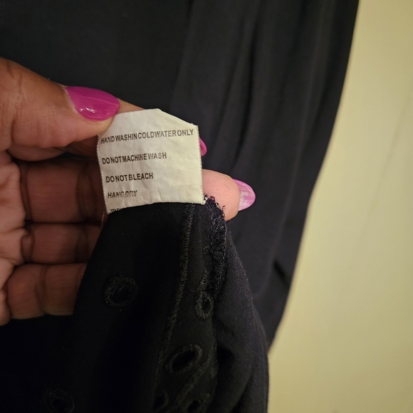 Solitaire Womens Boho Shirt With Neckline Design, Size 1X, Black - Picture 5 of 5